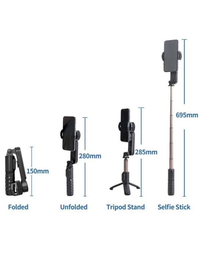 Generic Mini Gimbal Stabilizer Extendable Selfie Stick Tripod Anti-Shake 1 Axis Stabilizer with 360 Degree Rotation Auto Balance Wireless Remote LED Detachable Fill Light for Smartphone  - Image 2