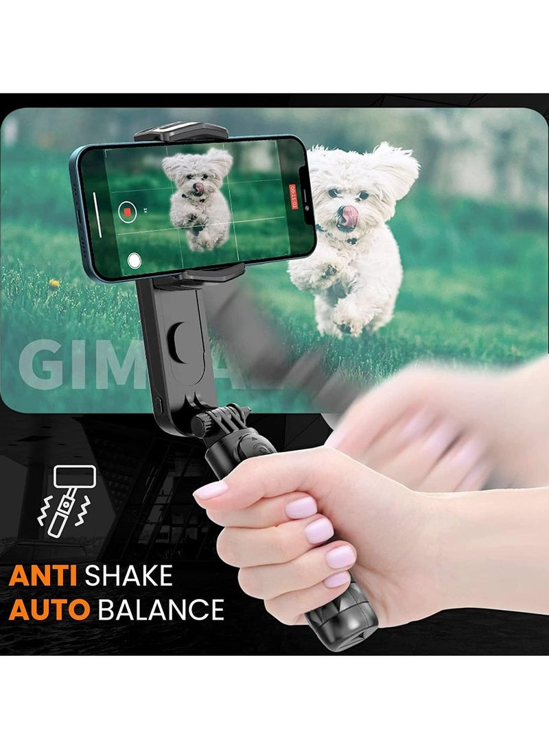 Generic - Mini Gimbal Stabilizer Extendable Selfie Stick Tripod Anti-Shake 1 Axis Stabilizer with 360 Degree Rotation Auto Balance Wireless Remote LED Detachable Fill Light for Smartphone - Image 1