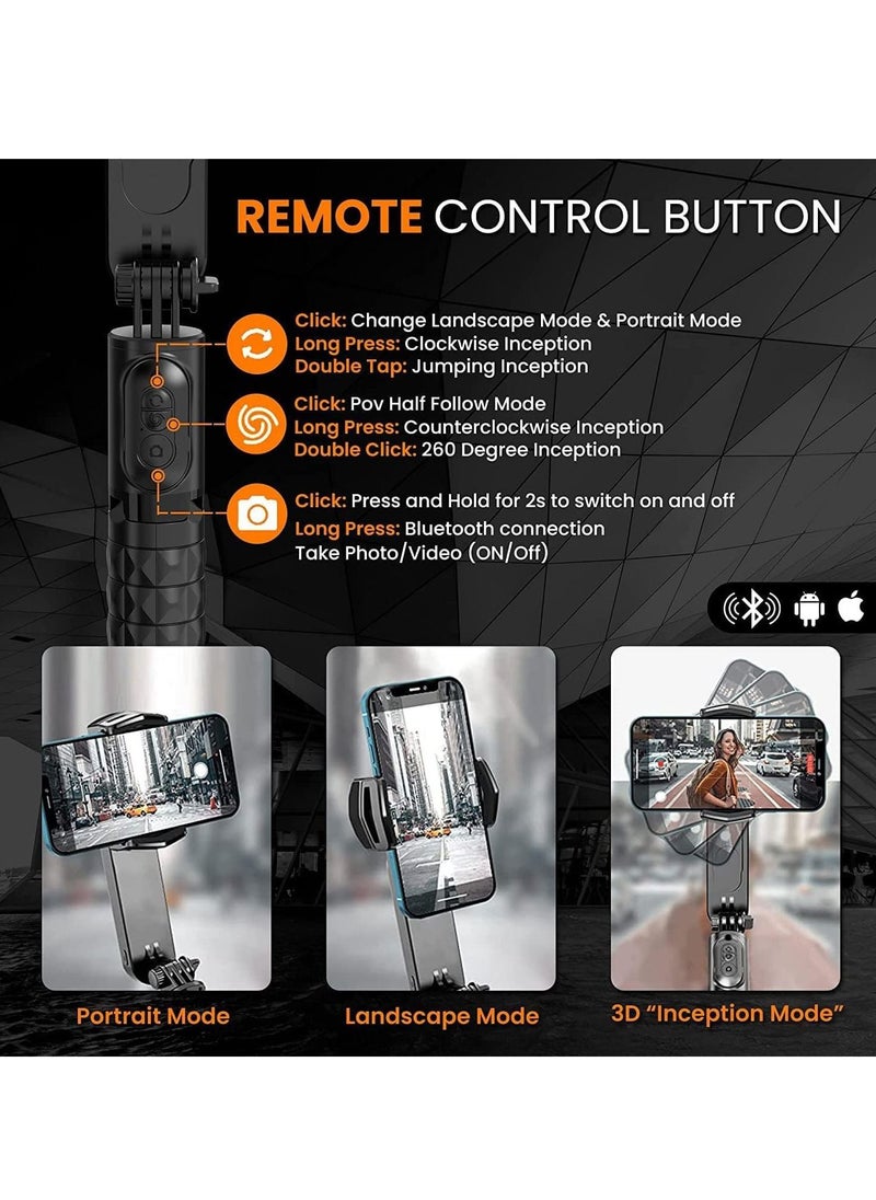 Generic - Mini Gimbal Stabilizer Extendable Selfie Stick Tripod Anti-Shake 1 Axis Stabilizer with 360 Degree Rotation Auto Balance Wireless Remote LED Detachable Fill Light for Smartphone - Image 1