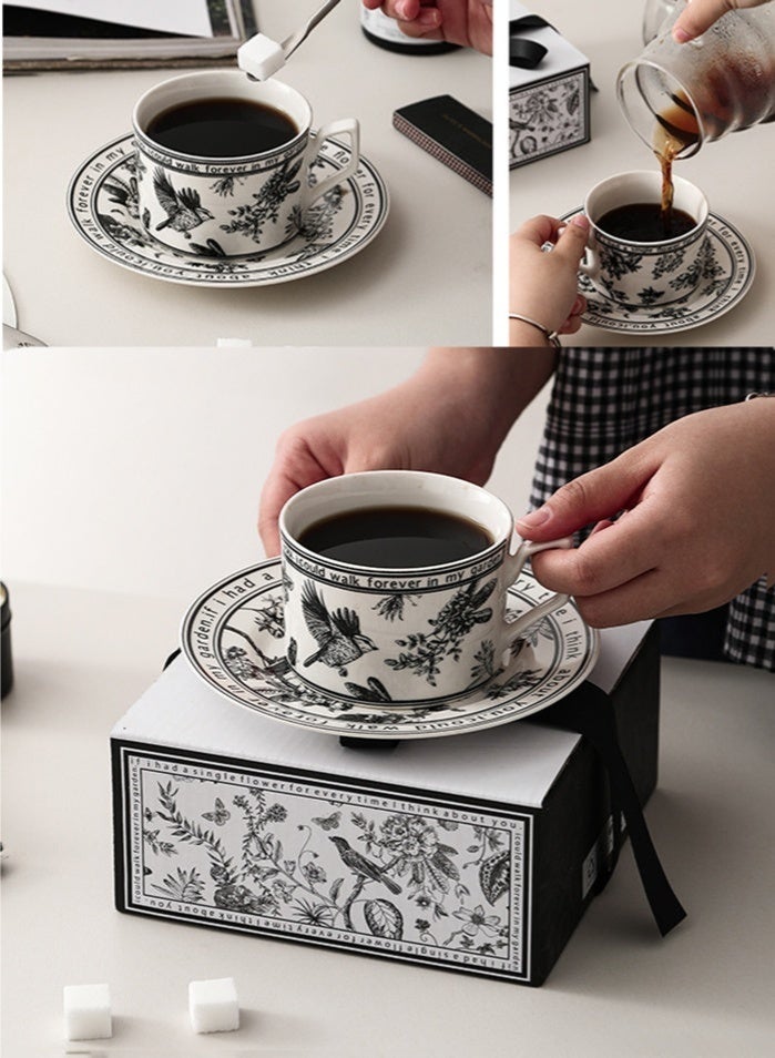 Bukela Ceramic Coffee Cup and Saucer Set, Vintage Floral Design Porcelain Coffee Cup and Saucer with Gift Box, Hand Crafted Flower Shaped Coffee Cup for Home Office,250 ML Capacity - Image 4