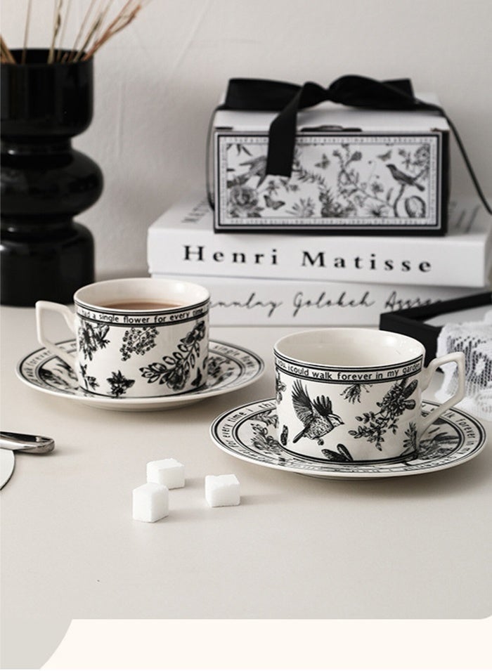 Bukela Ceramic Coffee Cup and Saucer Set, Vintage Floral Design Porcelain Coffee Cup and Saucer with Gift Box, Hand Crafted Flower Shaped Coffee Cup for Home Office,250 ML Capacity - Image 3