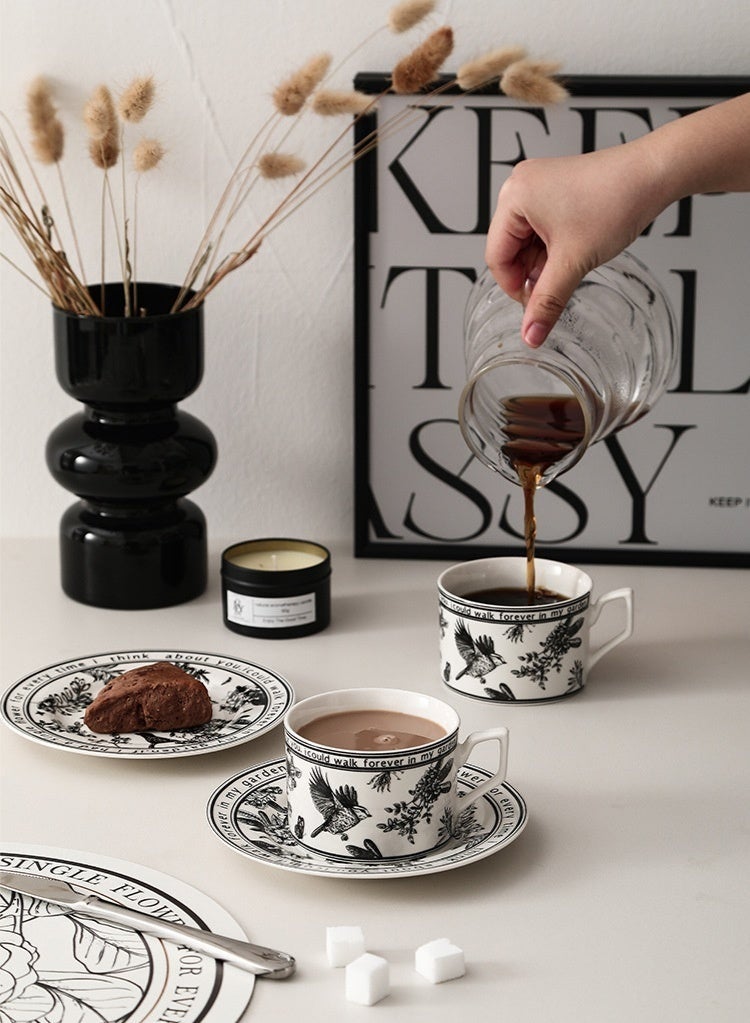 Bukela Ceramic Coffee Cup and Saucer Set, Vintage Floral Design Porcelain Coffee Cup and Saucer with Gift Box, Hand Crafted Flower Shaped Coffee Cup for Home Office,250 ML Capacity - Image 5