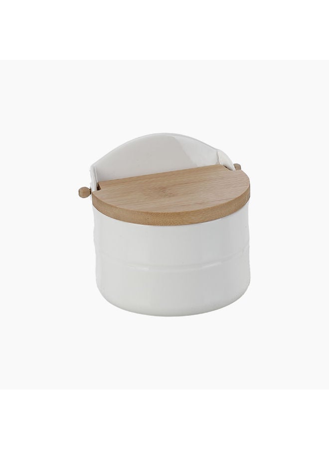 Zinnia Salt  Jar With A Wooden Lid