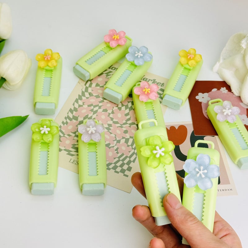 6Pcs Cute Flower Multi Functional Erasers Pendant Random Colors School Season Art Supplies Classroom Prizes - Image 1