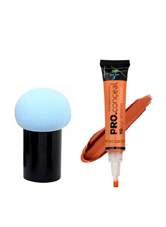 SIRF TUM 7 PROFESSIONAL FIT KISS PARTY PRO HD WATERPROFF NATURAL LOOK CORRECTOR MAKEUP CONCEALER CREAM (ORANGE)+ MUSHROOM BLENDER SOFT POWDER -PUFF MAKEUP FOUNDATION BLENDER NATURAL LOOK