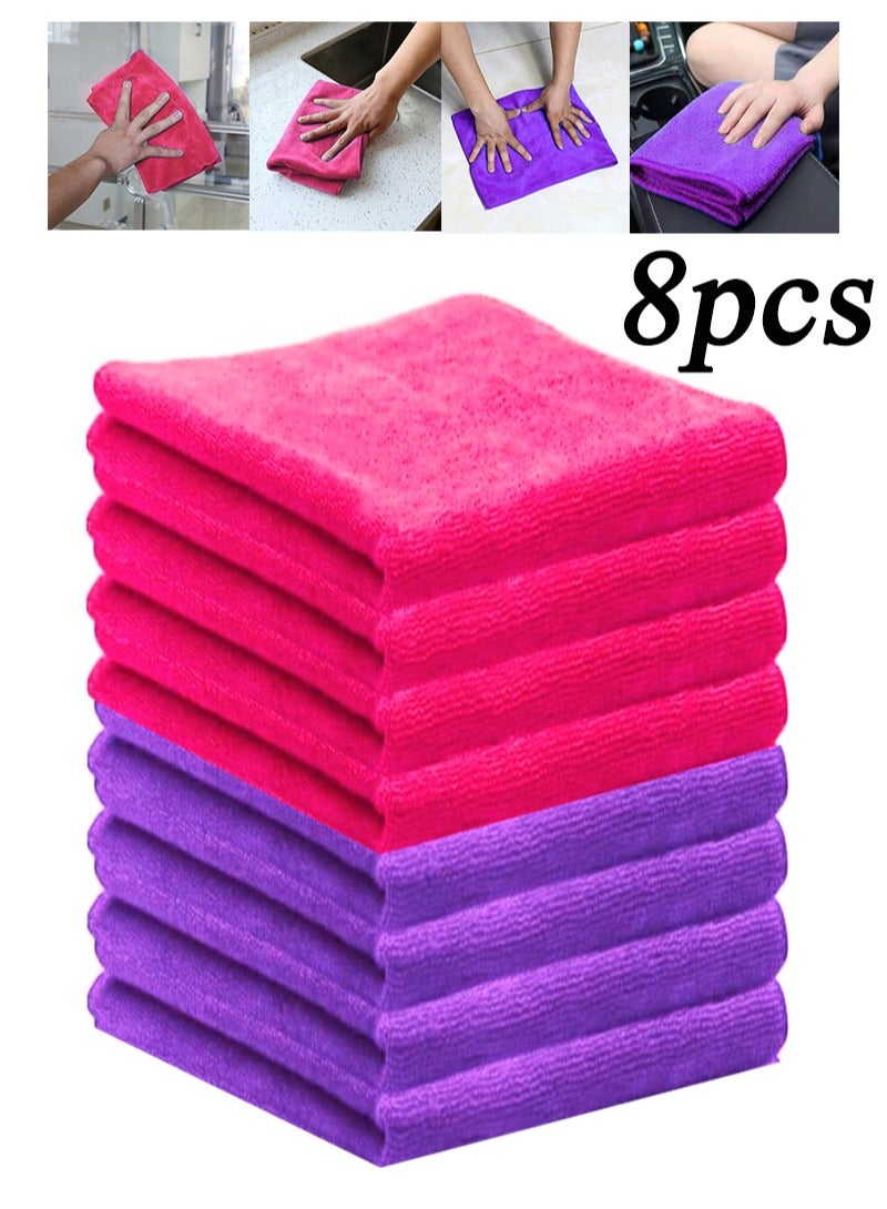 General Upgrade Your Cleaning Kit with 8 Premium Microfiber Cleaning Cloths Red and Purple 30x40cm Highly Absorbent Reusable Ideal for Your Cleaning Needs  - Image 1