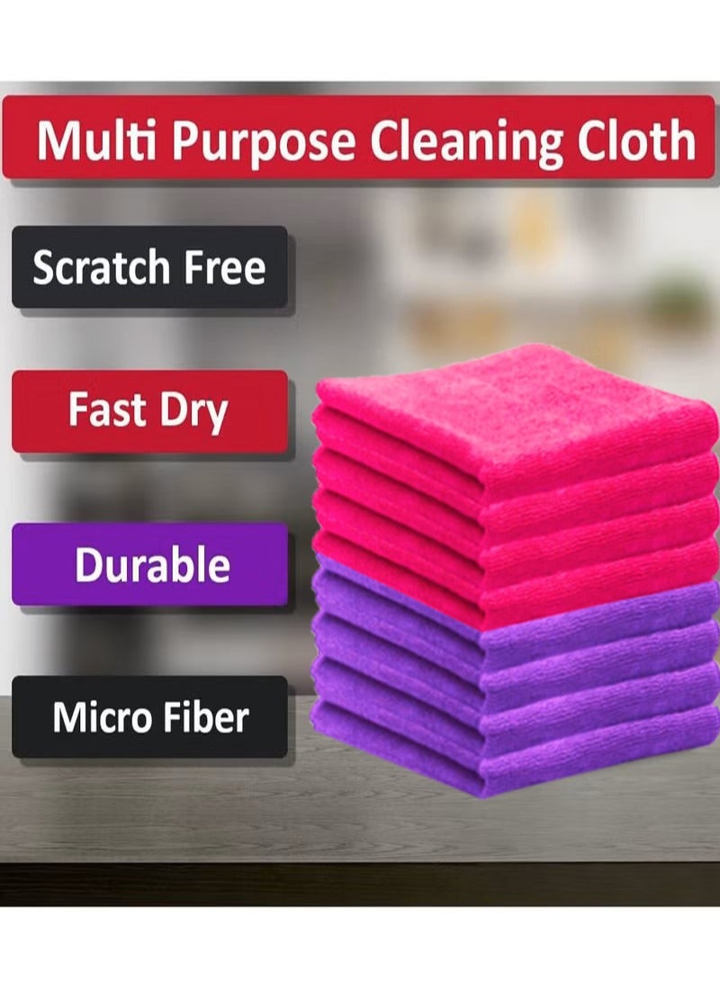 General Upgrade Your Cleaning Kit with 8 Premium Microfiber Cleaning Cloths Red and Purple 30x40cm Highly Absorbent Reusable Ideal for Your Cleaning Needs  - Image 4