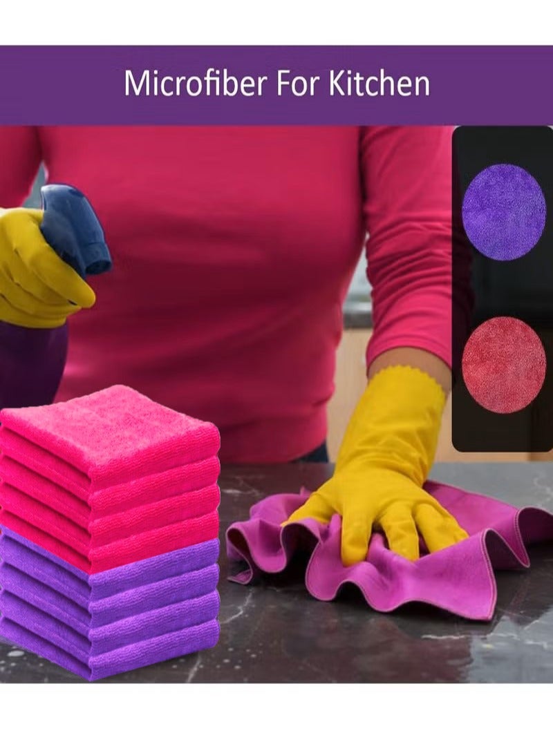 General Upgrade Your Cleaning Kit with 8 Premium Microfiber Cleaning Cloths Red and Purple 30x40cm Highly Absorbent Reusable Ideal for Your Cleaning Needs  - Image 5