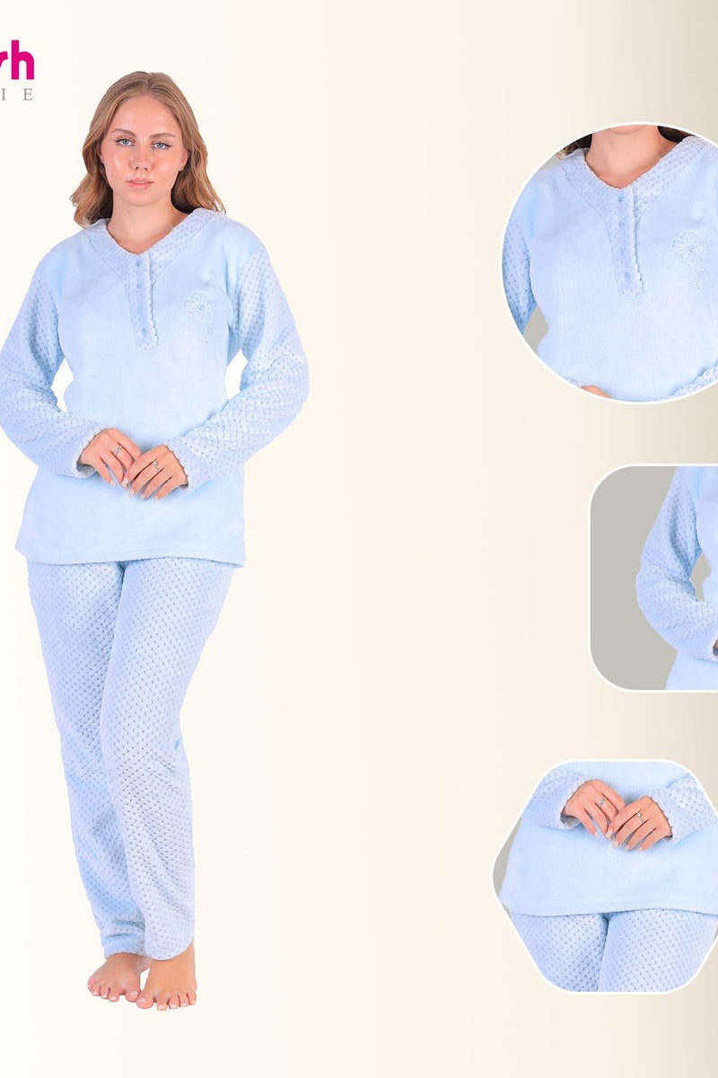 Dadoush Luxury Women's Winter Faux Fur Pajama Set - Winter Pajamas with Pants for Women - Women's Winter Pajamas to Enjoy the Winter Weather with Faux Fur from Daadoush - Image 4