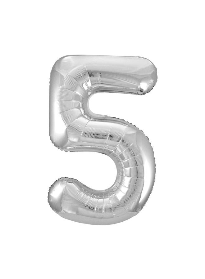 يونيك بالون رقم 5 من رقائق الفضة مقاس 34 بوصة
