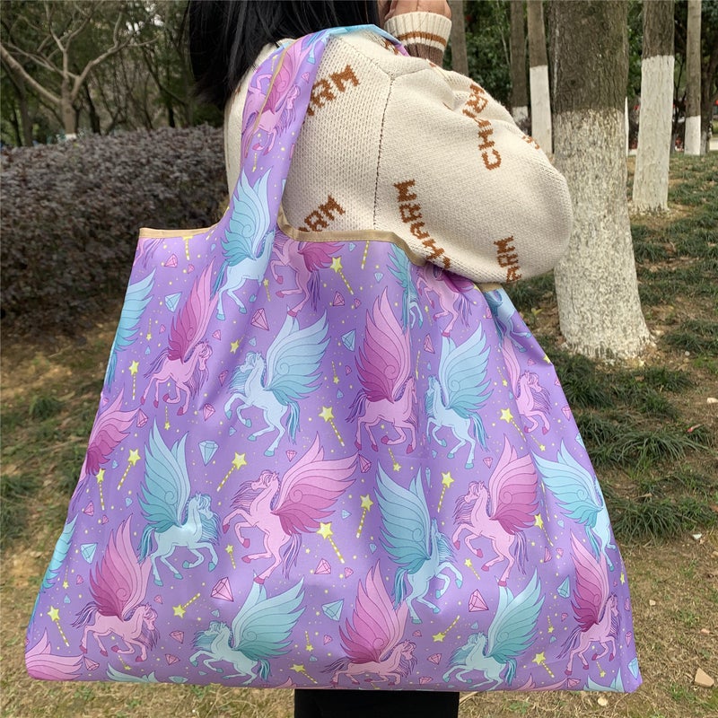 Japanese Cartoon Foldable Environmental Protection Bag Oxford Cloth Environmental Protection Shopping Bag Portable Storage Bag Large Supermarket Shopping Bag - Image 2