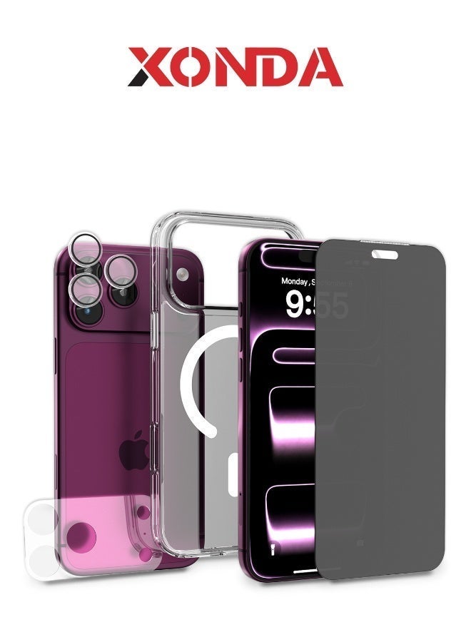 Xonda 4IN1 Iphone 18 Pro Max Privacy ( Case , Screen Protector , Camera Lens , Matt Camera Back side protector ) - Image 1