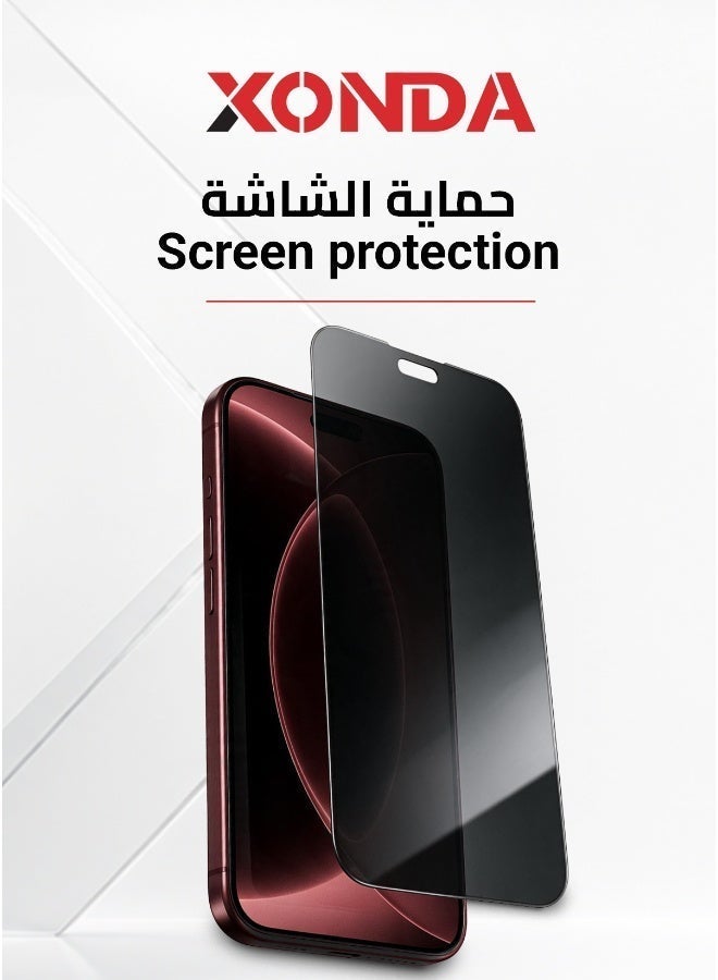 Xonda 4IN1 Iphone 18 Pro Max Privacy ( Case , Screen Protector , Camera Lens , Matt Camera Back side protector ) - Image 5