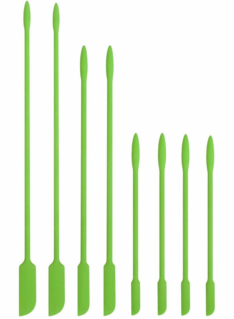 Mini Silicone Spatula - 8 Pieces Makeup Spatula-Small Silicone Spatula -  Thin Spatula Set for Skinny Openings - Tiny Scraper for Jar, Kitchen Bottles, Cosmetic (Green)  - Image 1