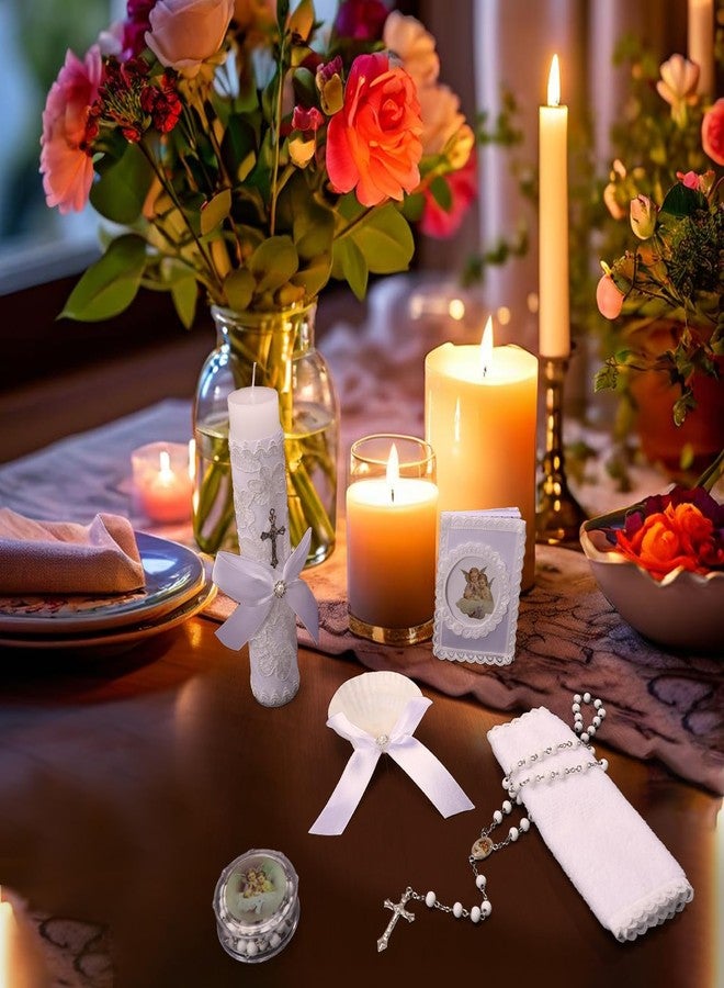ROTEL Baptism Candle Set for Boys and Girls,5 PCS Baptism Kit Catholic Candle,Baptismal Towel,Shell,Rosary,Bible for Baby Dedication Christening Gift,Velas para Primera Comunión De Niño Bautizo De Niña - Image 5