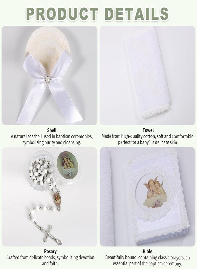 ROTEL Baptism Candle Set for Boys and Girls,5 PCS Baptism Kit Catholic Candle,Baptismal Towel,Shell,Rosary,Bible for Baby Dedication Christening Gift,Velas para Primera Comunión De Niño Bautizo De Niña - Image 4