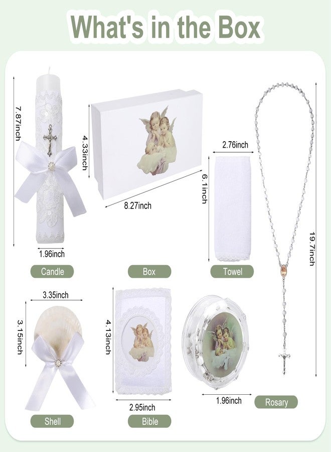 ROTEL Baptism Candle Set for Boys and Girls,5 PCS Baptism Kit Catholic Candle,Baptismal Towel,Shell,Rosary,Bible for Baby Dedication Christening Gift,Velas para Primera Comunión De Niño Bautizo De Niña - Image 2