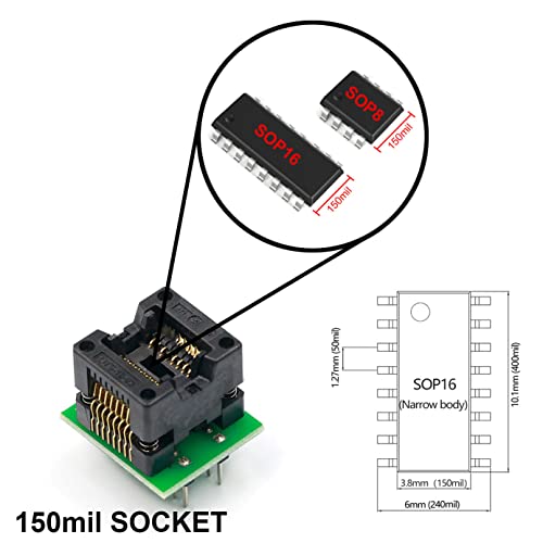 tingbowie SOP8 to DIP8,SOP16 to DIP16 IC Programmer Socket Converter Adapter Module 2PCS(SOP8 200mil+SOP16 150mil) Wide Body Narrow Body - Image 3
