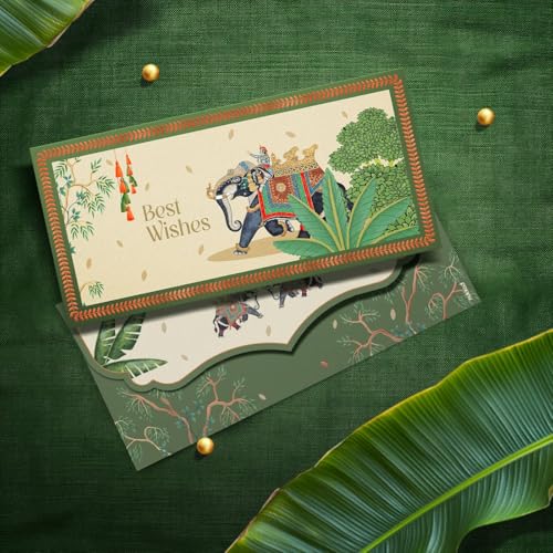 QIPS | NUKKAD Premium Shagun Envelopes – Pack of 10 | Foil Printed Money Envelopes for Weddings, Gifting & Festivals | Matte Finish, Elegant Design (Off White & Green) - Image 1