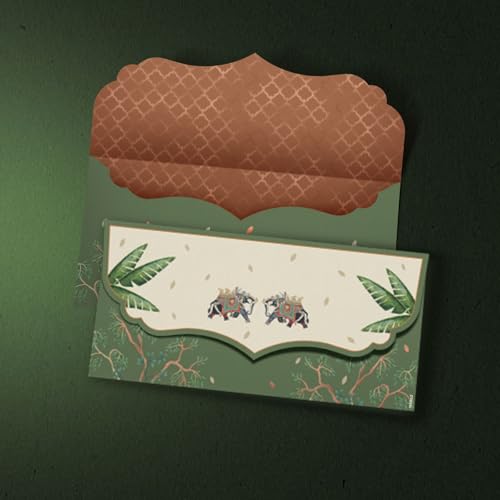 QIPS | NUKKAD Premium Shagun Envelopes – Pack of 10 | Foil Printed Money Envelopes for Weddings, Gifting & Festivals | Matte Finish, Elegant Design (Off White & Green) - Image 4