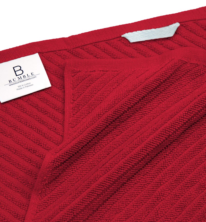 Bumble Towels Premium Kitchen Towels (16”x 25”, 6 Pack) | Large Cotton Kitchen Hand Towels | Dish Towels | Diagonal Weave Design | 445 GSM Highly Absorbent Tea Towels Set with Hanging Loop | Red - Image 4