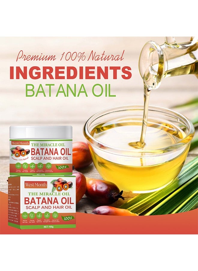 West&Month Batana Oil Hair Scalp And Hair Oil - Conditioner, 100% Natural Harmless to Scalp Nourishes Raw Batana Oil Hair Mask for Thicker, Fuller Hair, Reduces Thin Hair, Eliminates Split Ends, Prevents Hair Loss 100g  - Image 2