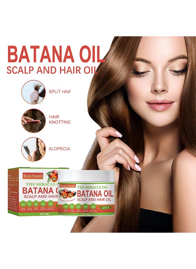 West&Month Batana Oil Hair Scalp And Hair Oil - Conditioner, 100% Natural Harmless to Scalp Nourishes Raw Batana Oil Hair Mask for Thicker, Fuller Hair, Reduces Thin Hair, Eliminates Split Ends, Prevents Hair Loss 100g  - Image 3