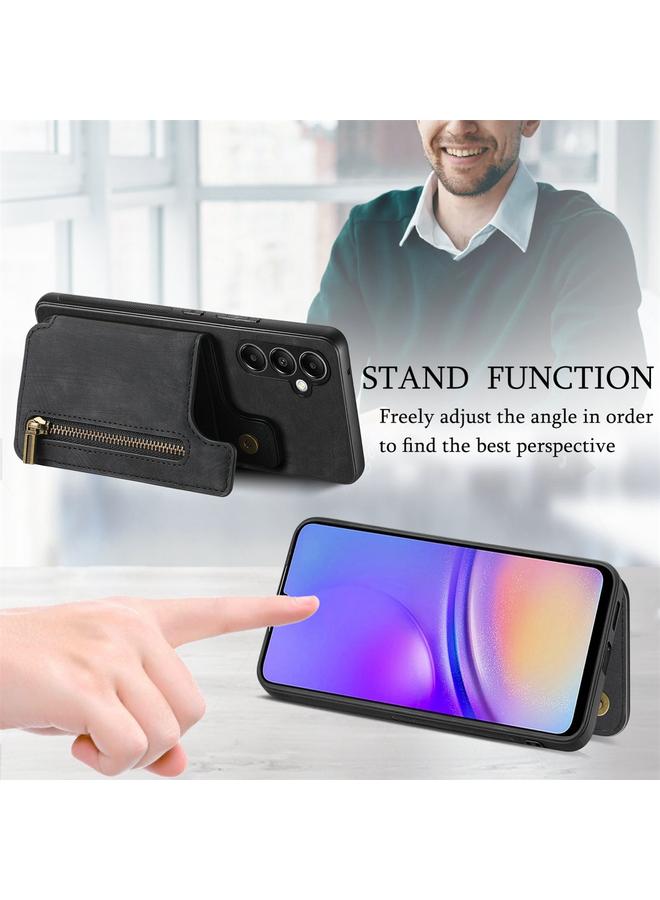 اس-توب جراب خلفي بسحاب من الجلد بتصميم ريترو لهاتف Samsung Galaxy A24 - Image 4