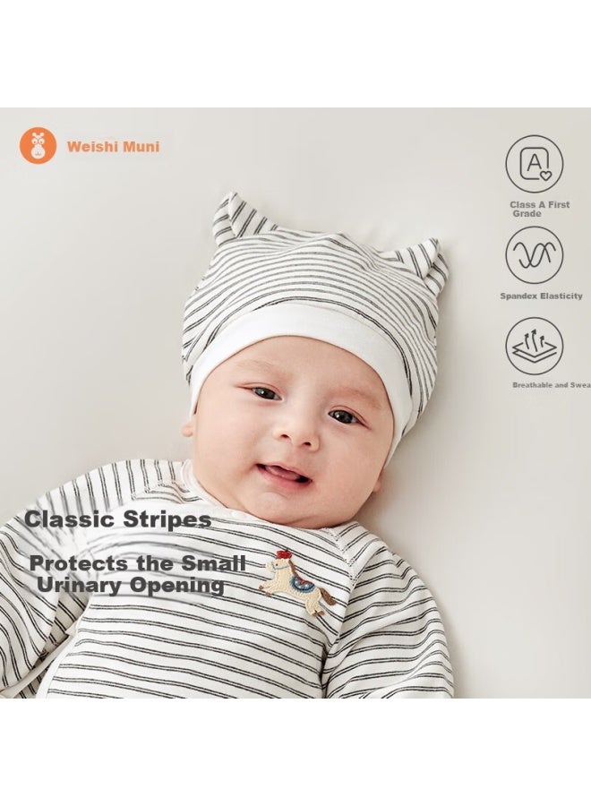 Wismorni Newborn Baby Cap Spring Autumn Small Age Baby Hat Striped Seamless Windproof Warm