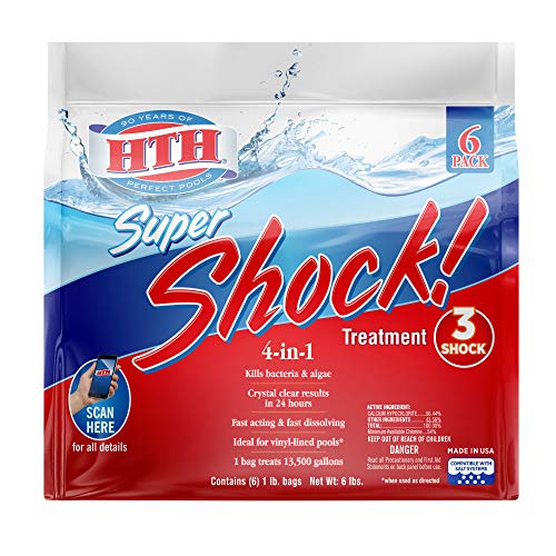 HTH 52023 Super Shock Treatment Swimming Pool Chlorine Cleaner, 1 lb (Pack of 6) - Image 1