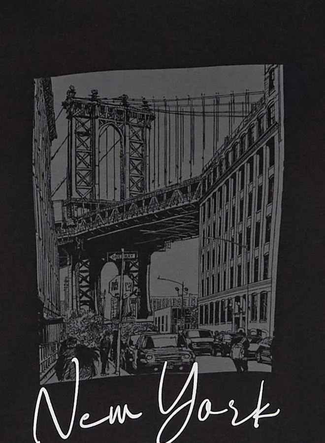 Splash FAV Men Slim Fit Crew Neck Short Sleeves New York Print T shirt