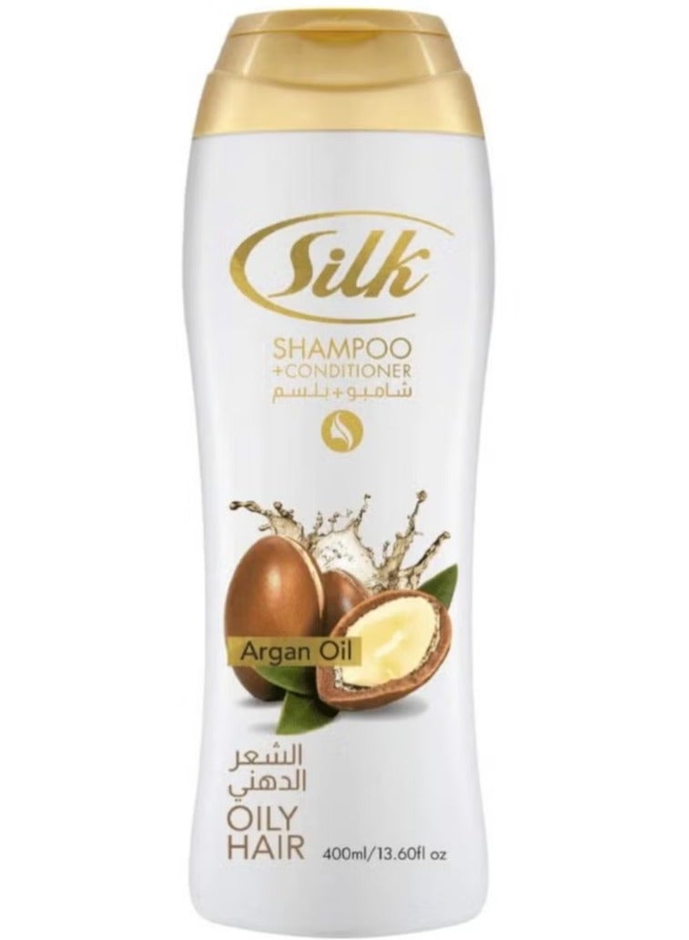 Silk Argan Oil Shampoo + Conditioner For Oily Hair - 400ml