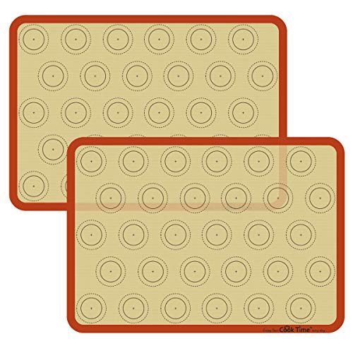 CookTime Macaron Silicone Baking Mat - Set of 2 Non Stick Silicon Macaroon Baking Sheet Cookie Liner(BPA Free/Reusable/Half Sheet),Perfect Cooking Kit for Macarons,Pastry,Cake and Bread Making (Red) - Image 1