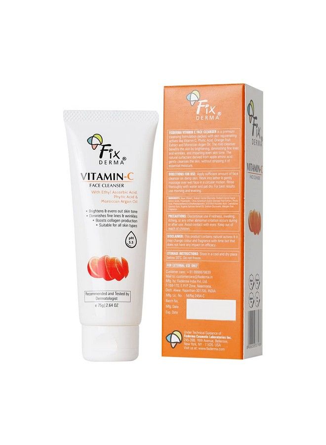 FIXDERMA Vitamin C Face Cleanser With Ascorbic Acid ; Facewash Woman ; Face Wash & Face Cleanser ; Face Wash For Oily Skin (All Type Skin) ; Face Wash For Women & Men 75G - Image 1