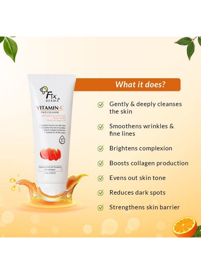 FIXDERMA Vitamin C Face Cleanser With Ascorbic Acid ; Facewash Woman ; Face Wash & Face Cleanser ; Face Wash For Oily Skin (All Type Skin) ; Face Wash For Women & Men 75G - Image 4