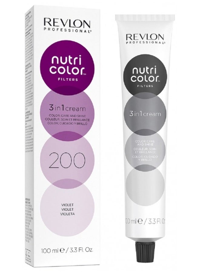 Revlon Professional Nutri Color Filters Soin Crème 3en1 Repigmentant Nutritif 100 ml - Hair Colour: 200 Violet - Image 1