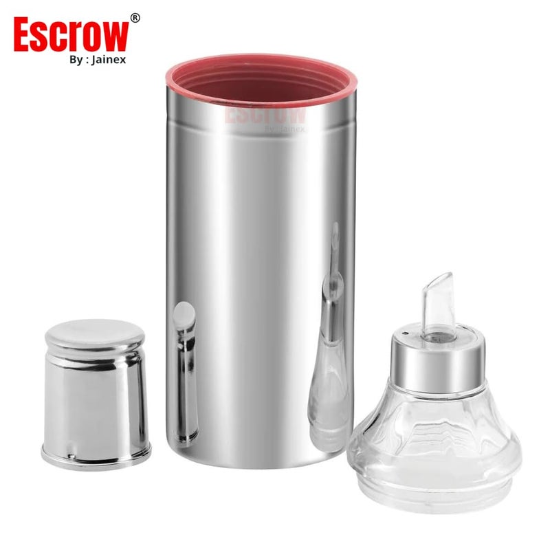 Escrow Stainless Steel Oil BottleDispenser 1 Litre for Kitchen with Nozzle Ideal Pourer for OilVinegarSauce Pack of 2 Silver 1000ML - Image 2