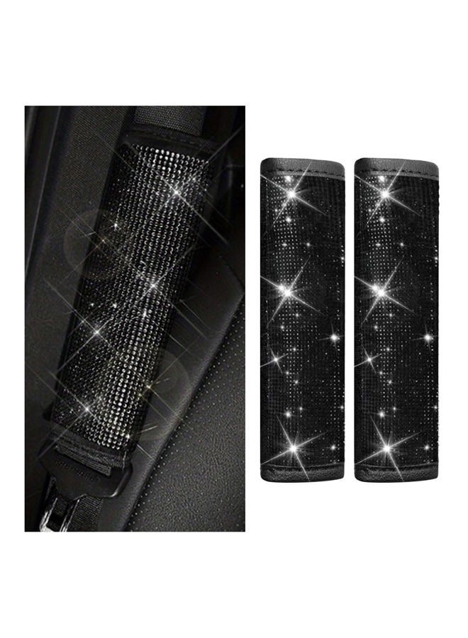 GLSOWEE 2PCS Bling Car Seat Belt Shoulder Pads, Bling Rhinestones Seat Belt Covers for Women, Car Seatbelt Strap Pad with Crystal Diamond, Car Interior Accessories for Car SUV (Black Diamond) - Image 1
