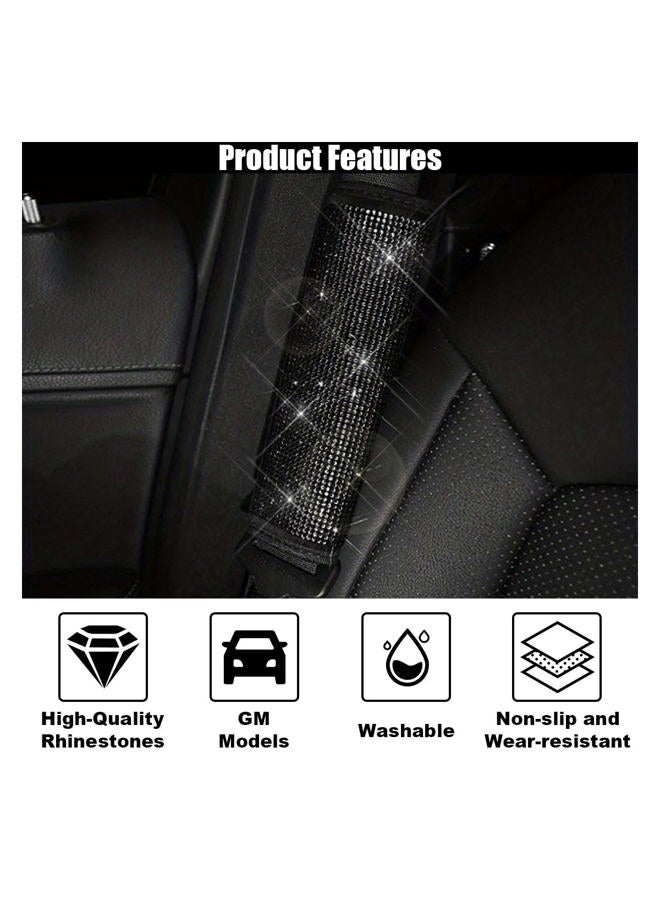 GLSOWEE 2PCS Bling Car Seat Belt Shoulder Pads, Bling Rhinestones Seat Belt Covers for Women, Car Seatbelt Strap Pad with Crystal Diamond, Car Interior Accessories for Car SUV (Black Diamond) - Image 3