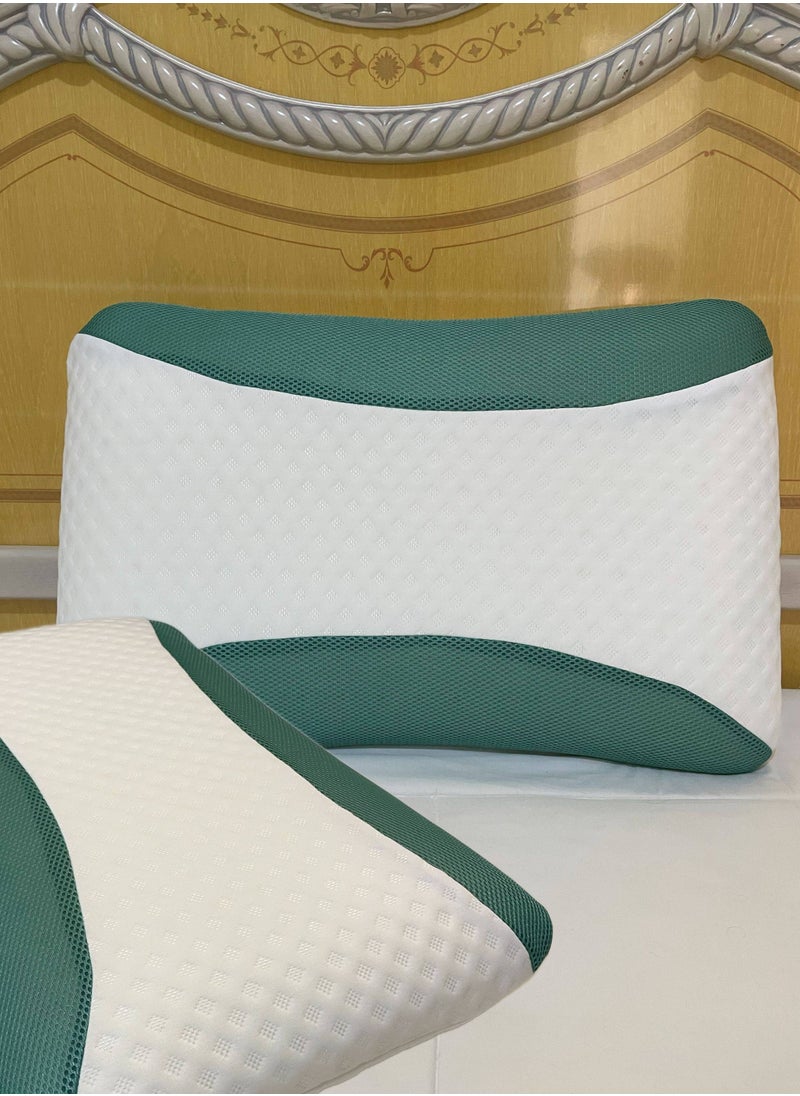 MAXQON Set Of 2-Eucalyptus Infused Memory Foam Pillow With Removable Cover - Hypoallergenic & Breathable- 60x40x12cm  - Image 1