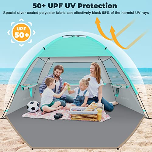 Venustas Beach Tent Sun Shelter for 3/4-5/6-7/8-10 Person, UPF 50+ UV Protection Beach Canopy, Lightweight and Easy Setup Cabana, Portable Beach Shade Tent - Image 3