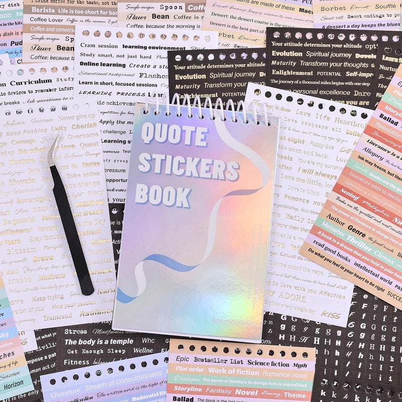 emmoolife 3000+ Pcs Word Stickers for Journaling, 50 Sheets Gold Foil Art Scrapbook Quote Stickers for Junk Journal, Scrapbooking Supplies Small Talk DIY Decorative Gift for Women Teen Girls - Image 5