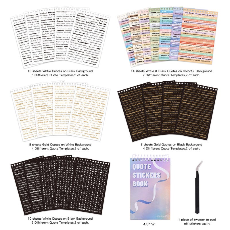 emmoolife 3000+ Pcs Word Stickers for Journaling, 50 Sheets Gold Foil Art Scrapbook Quote Stickers for Junk Journal, Scrapbooking Supplies Small Talk DIY Decorative Gift for Women Teen Girls - Image 2