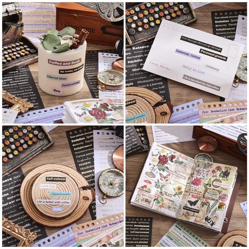 emmoolife 3000+ Pcs Word Stickers for Journaling, 50 Sheets Gold Foil Art Scrapbook Quote Stickers for Junk Journal, Scrapbooking Supplies Small Talk DIY Decorative Gift for Women Teen Girls - Image 3