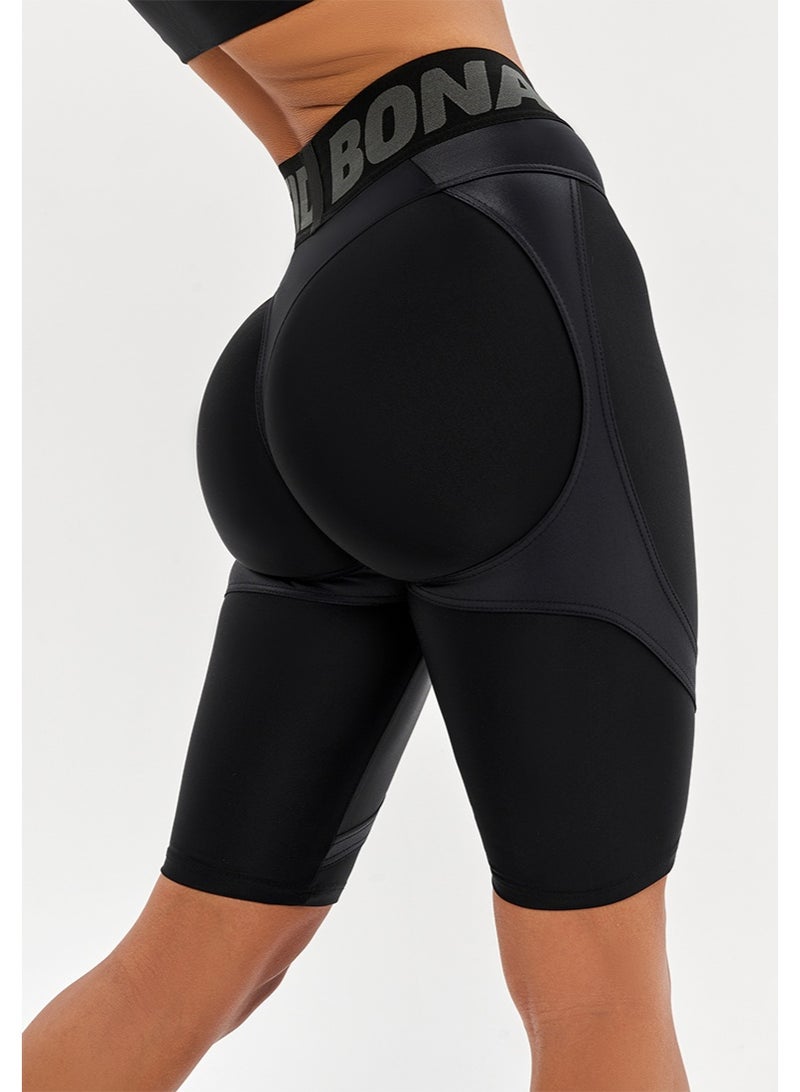 Bona Fide شورت Bona Fide عالي الجودة لراكبي الدراجات النارية عالي الخصر للنساء مع خاصية الدفع - شورت نسائي للصالة الرياضية والتمارين الرياضية - Image 2