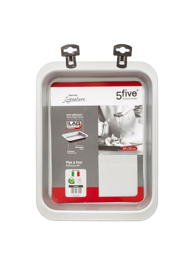 Five Simply Smart Signature Rectangular Metal Baking Dish Black and Silver 28 x 22cm 146469 - Image 2