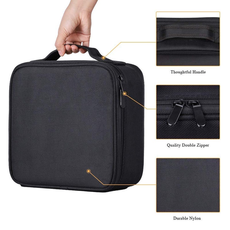 Cpixen PU Leather Makeup Bag Cosmetic Case Travel Beauty Box Hairdressing Tools Organizer Storage Box Make Up Train Case with Removable Compartment Black - Image 5