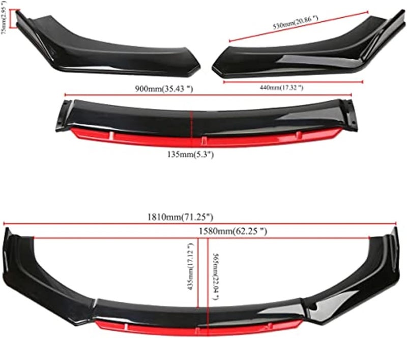 QASULER Front Bumper Lip Spoiler for Nissan Sentra - Image 2