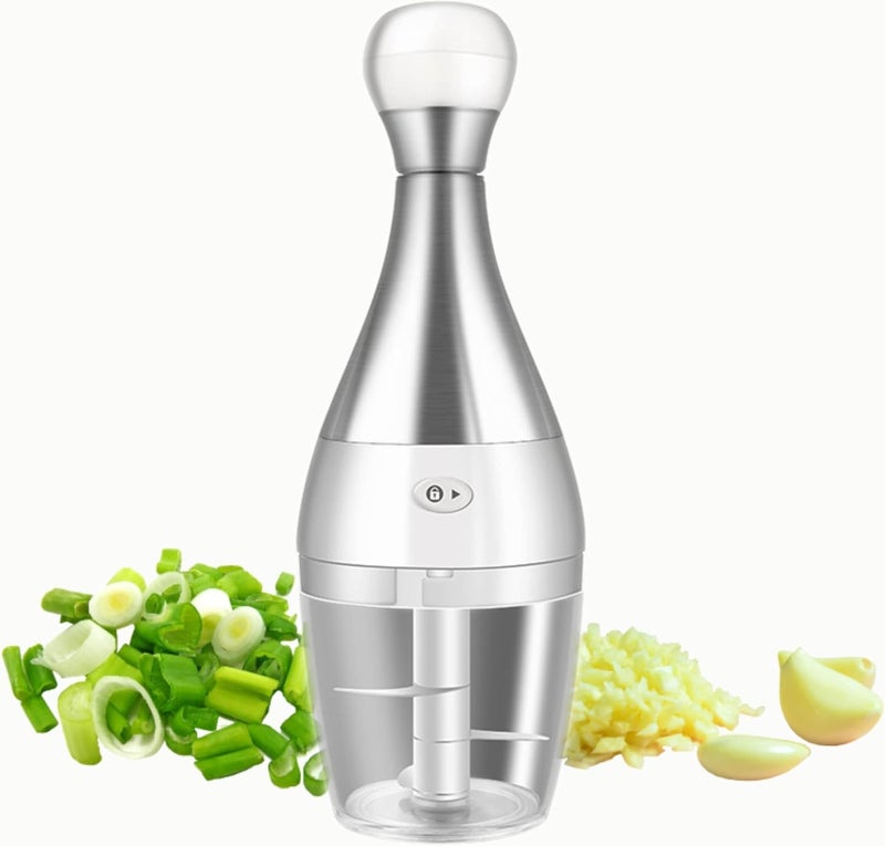 KRLZ Pressed Garlic Chopper Stainless Steel Manual Garlic Masher Handheld Push Type Garlic Crusher Labor Saving Kitchen Food Chopper Gadget for Ginger Chili Onion Salad - Image 1