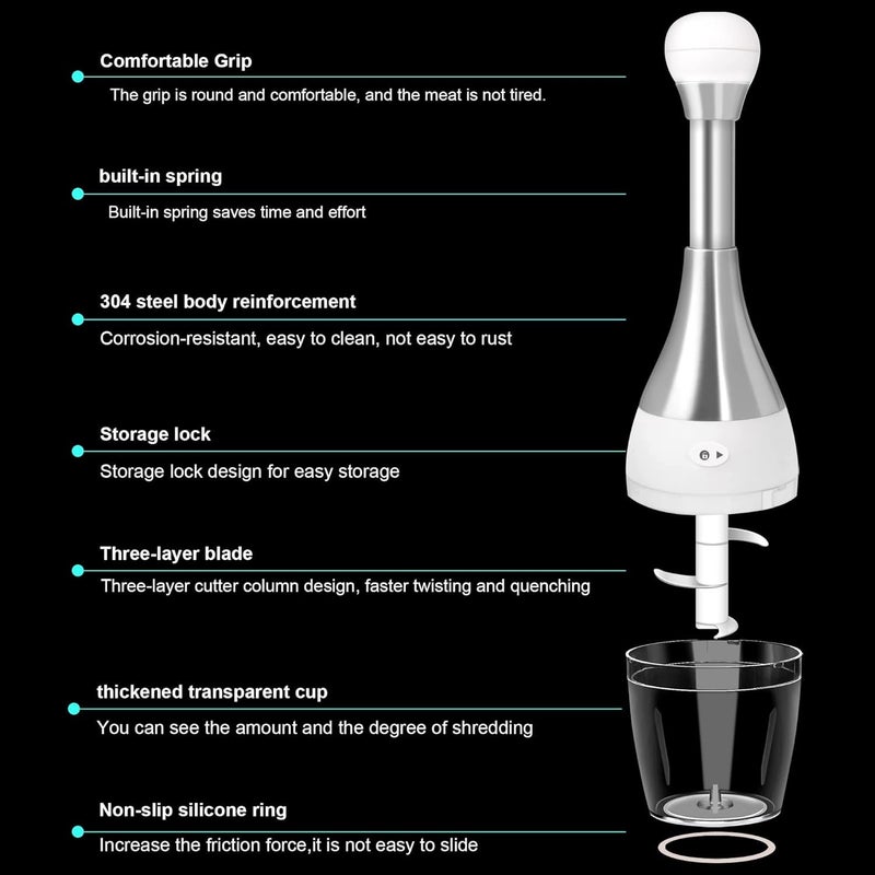 KRLZ Pressed Garlic Chopper Stainless Steel Manual Garlic Masher Handheld Push Type Garlic Crusher Labor Saving Kitchen Food Chopper Gadget for Ginger Chili Onion Salad - Image 2